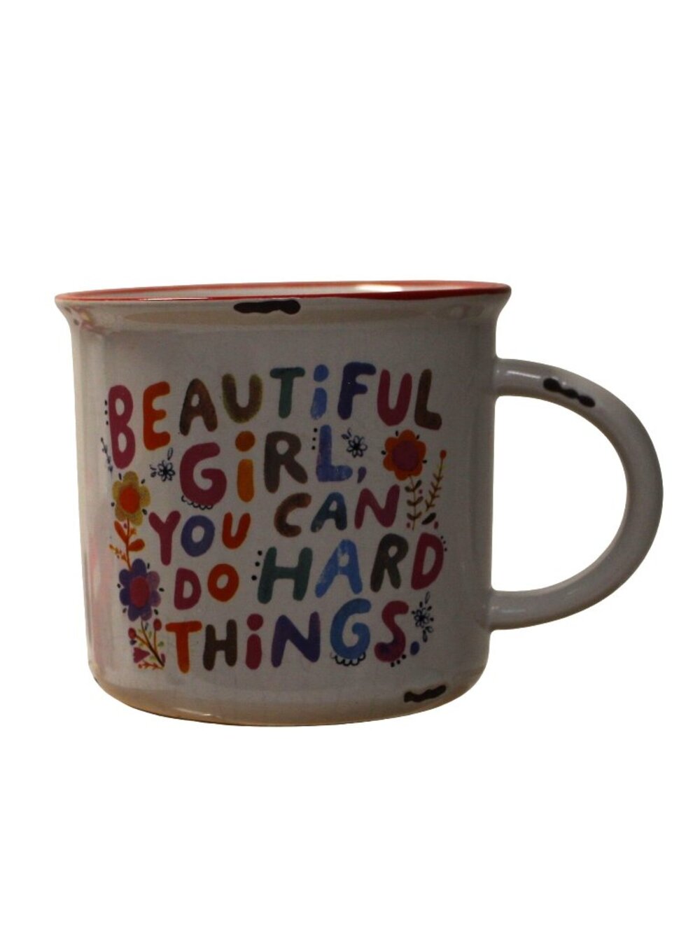 Natural Life Beautiful Girl You Can Do Hard Things Ceramic Camp Coffee Mug 16oz
